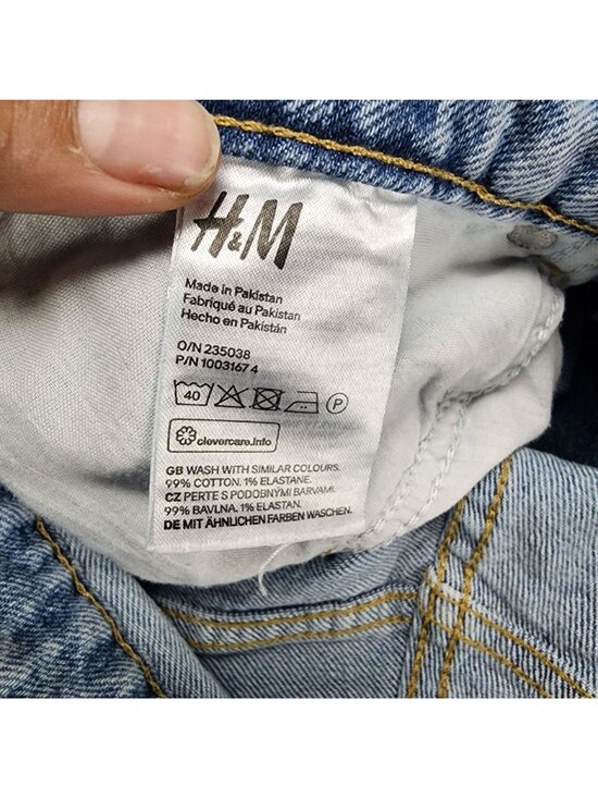 H&M Jeans Womens 8 Divided Blue Stretch Denim Button Fly Straight - Picture 11 of 13